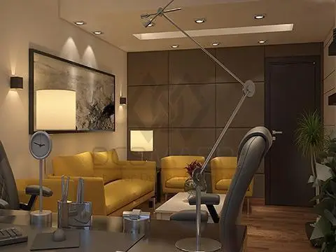 تصميمات ثلاثية الابعاد لمكاتب الموظفين والمديرين
